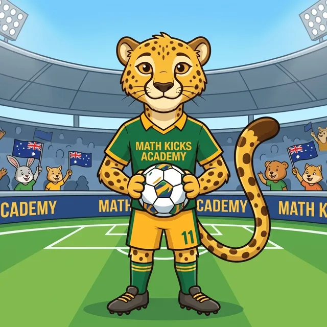 Charlie the Cheetah mid-sprint in the Australia kit
